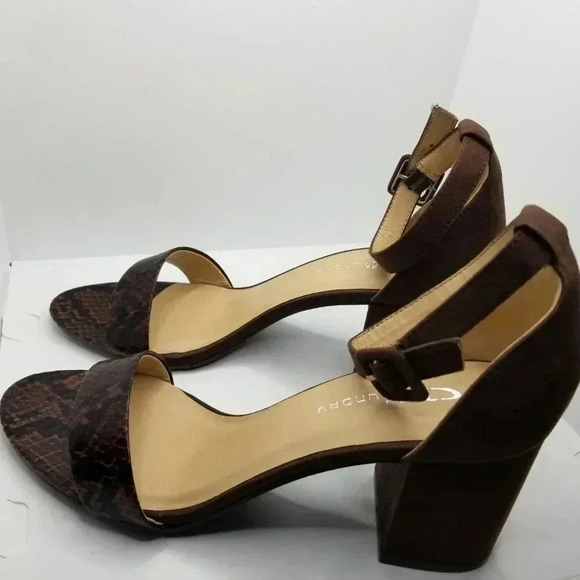 NWOT CL Laundry Brown Snakeskin Block Heel Shoes Sz 9.5 M - Picture 1 of 10